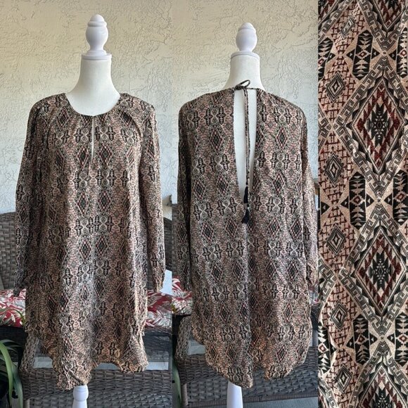 Amuse Society Raven Natural Pattern Mini Dress SZ Medium - Picture 1 of 14